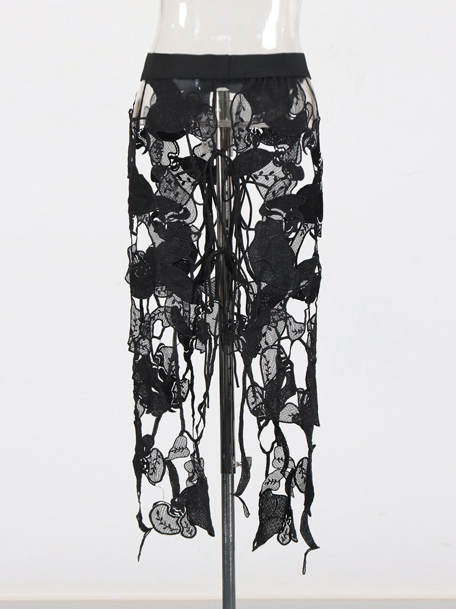 TWOTWINSTYLE High Waist Hollow Out Designer Skirt