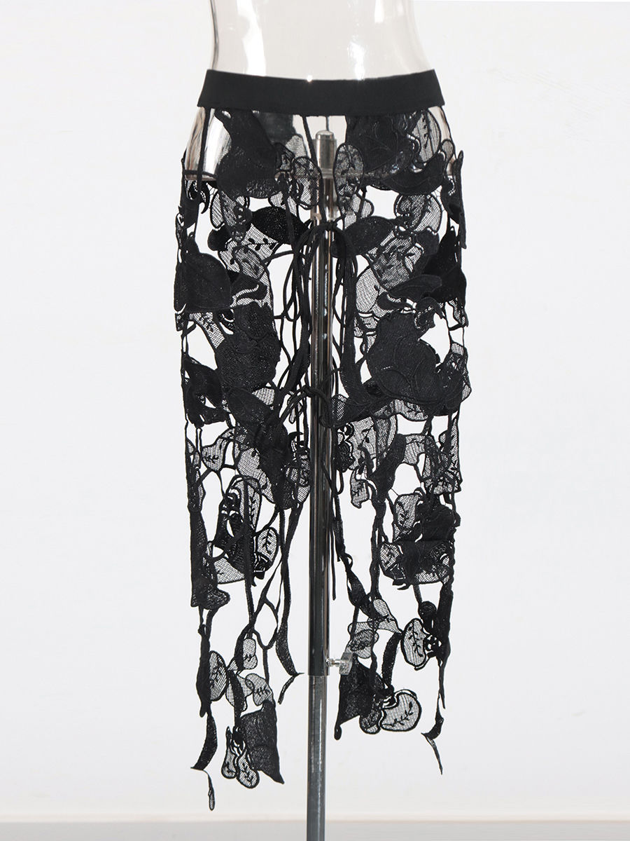 TWOTWINSTYLE High Waist Hollow Out Designer Skirt