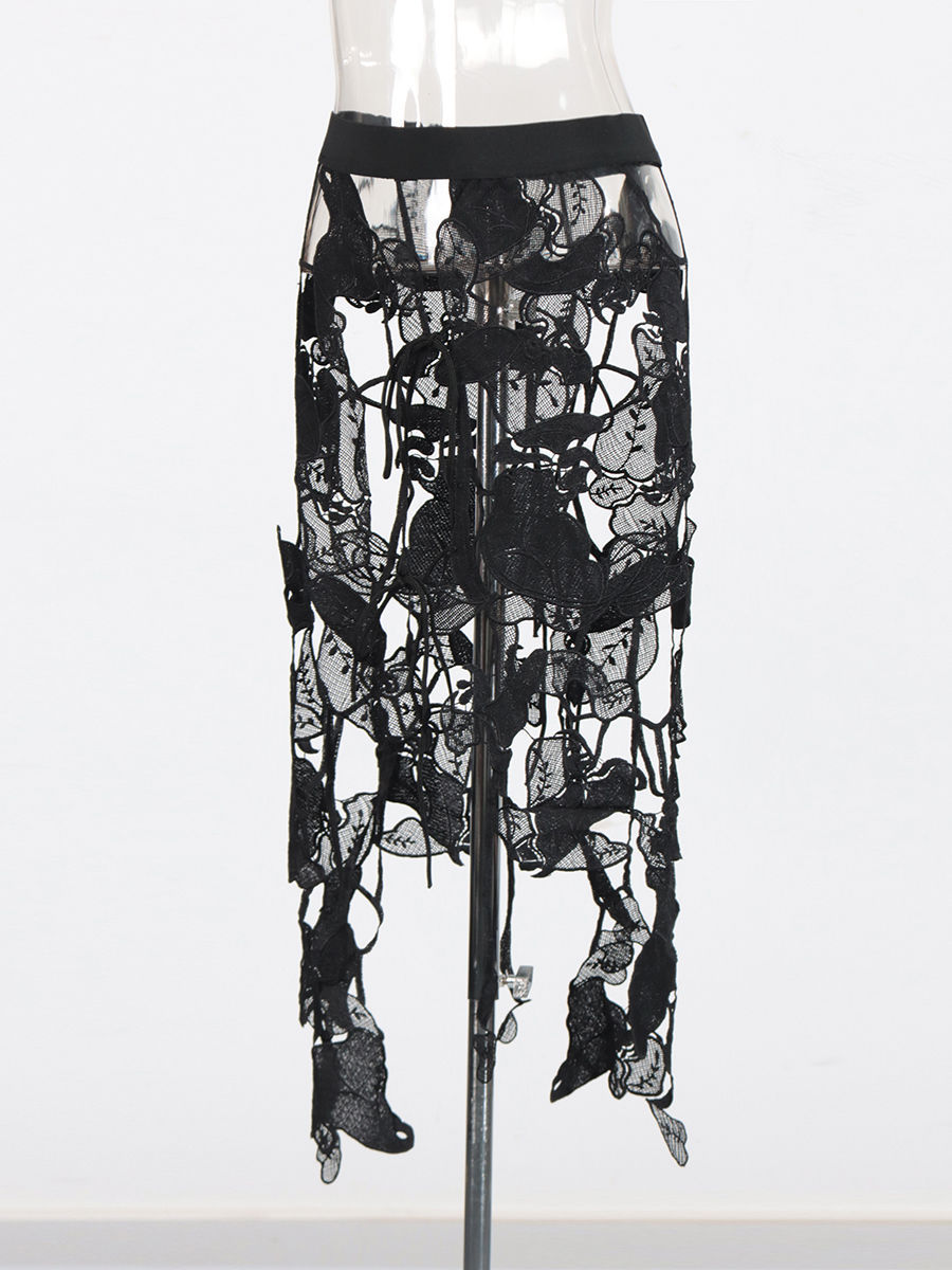 TWOTWINSTYLE High Waist Hollow Out Designer Skirt
