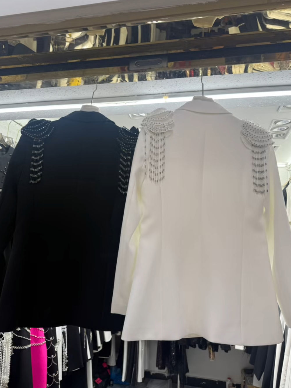 TWOTWINSTYLE Lapel Long Sleeve Spliced Tassel Designer Coat