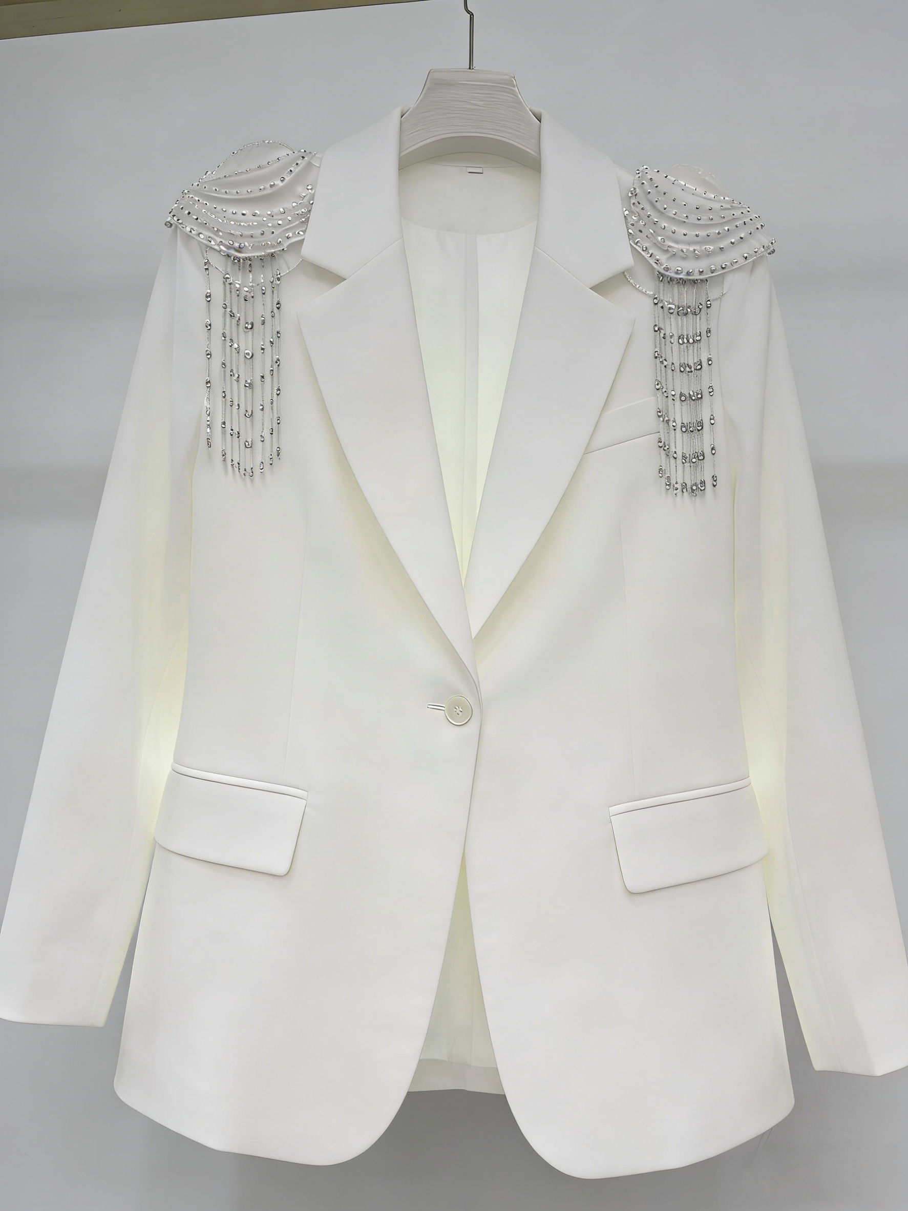 TWOTWINSTYLE Lapel Long Sleeve Spliced Tassel Designer Coat