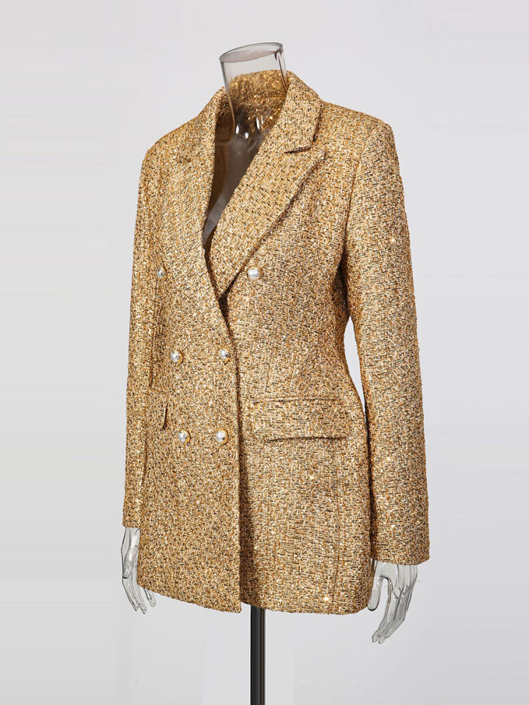 TWOTWINSTYLE Lapel Spliced Double Breasted Tunic Chic Coat