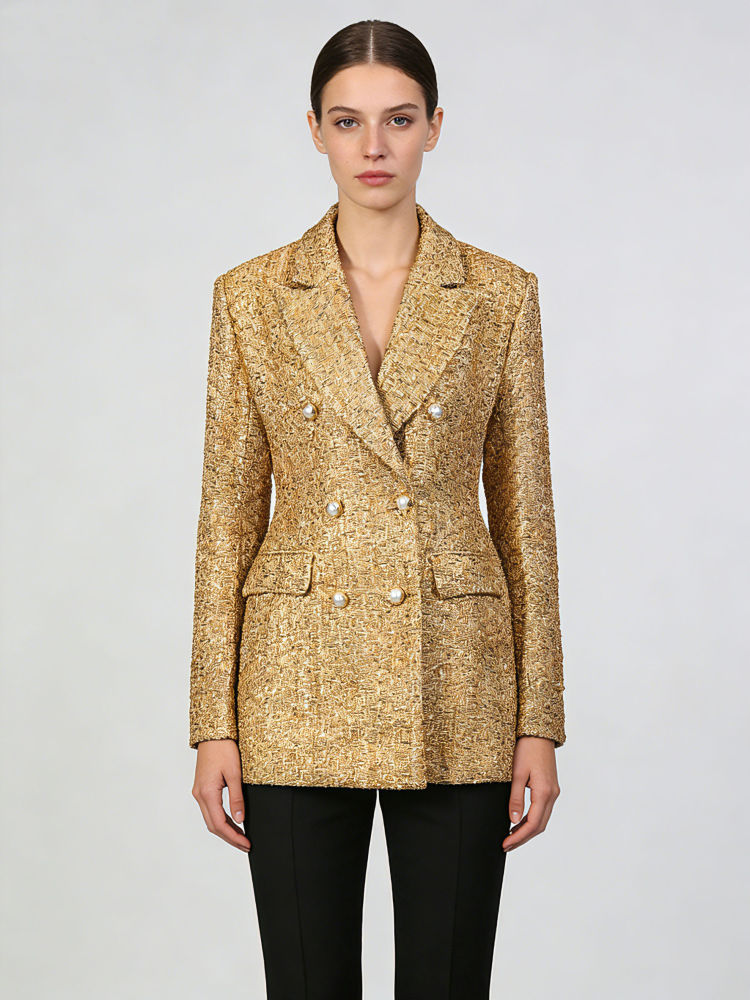TWOTWINSTYLE Lapel Spliced Double Breasted Tunic Chic Coat