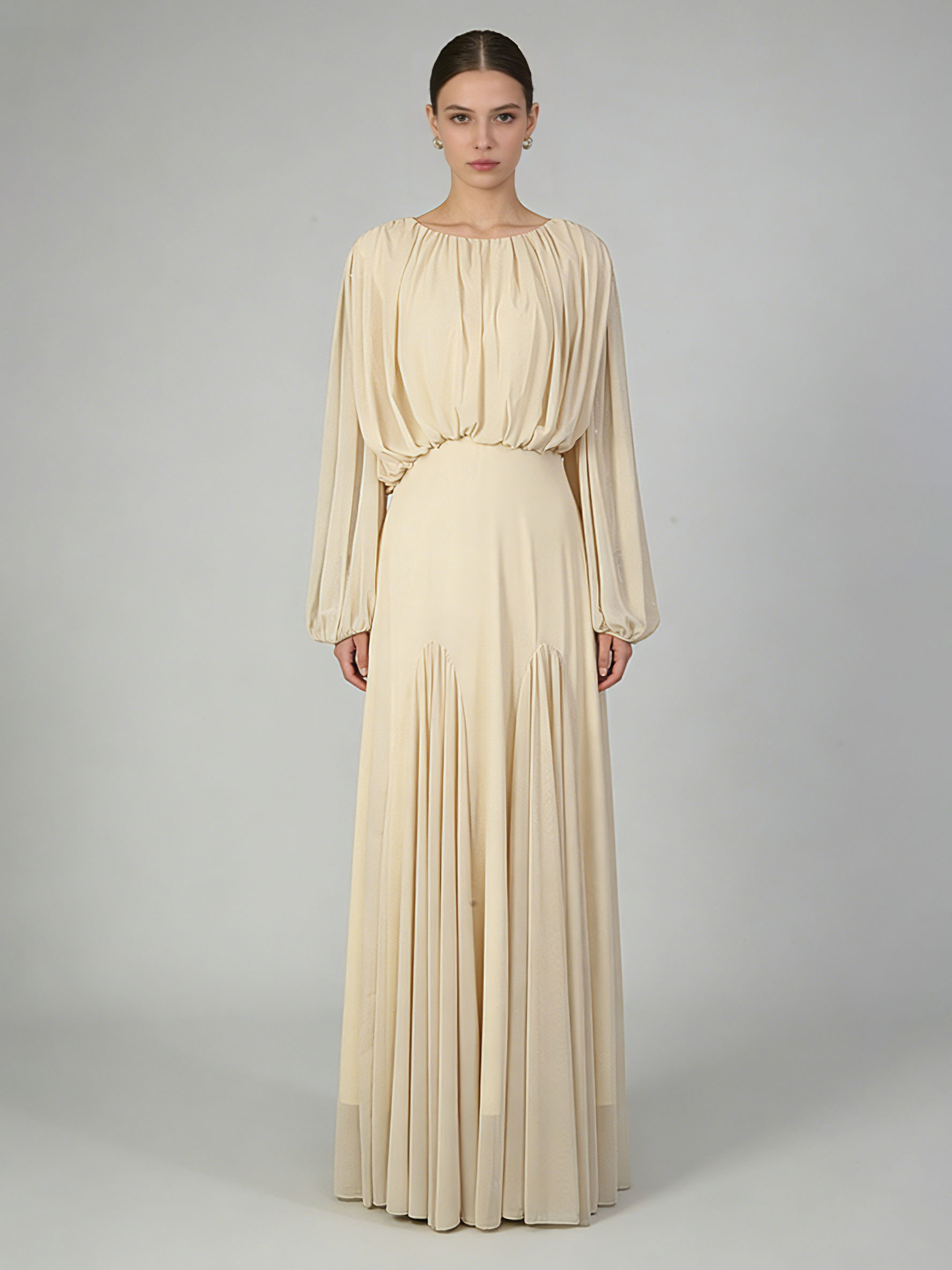 TWOTWINSTYLE Round Neck Tunic Patchwork Pleated Elegant Dress