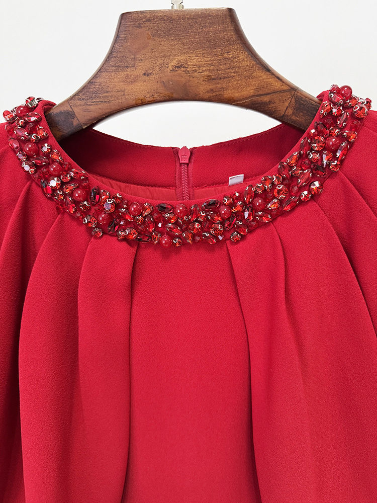 TWOTWINSTYLE Solid Sleeveles Patchwork Diamond Tunic Chic Dress