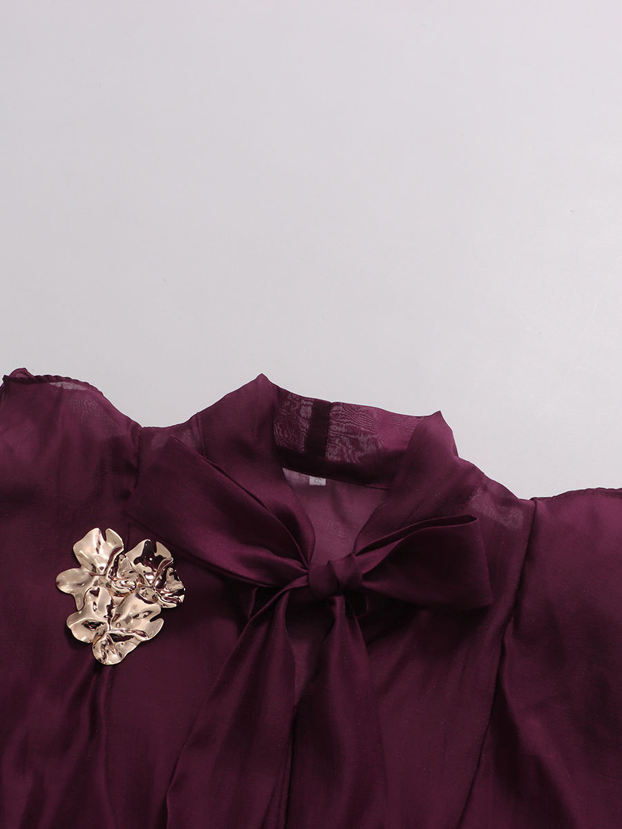 TWOTWINSTYLE Solid Spliced Metal Patchwork Ruffles Vintage Dress