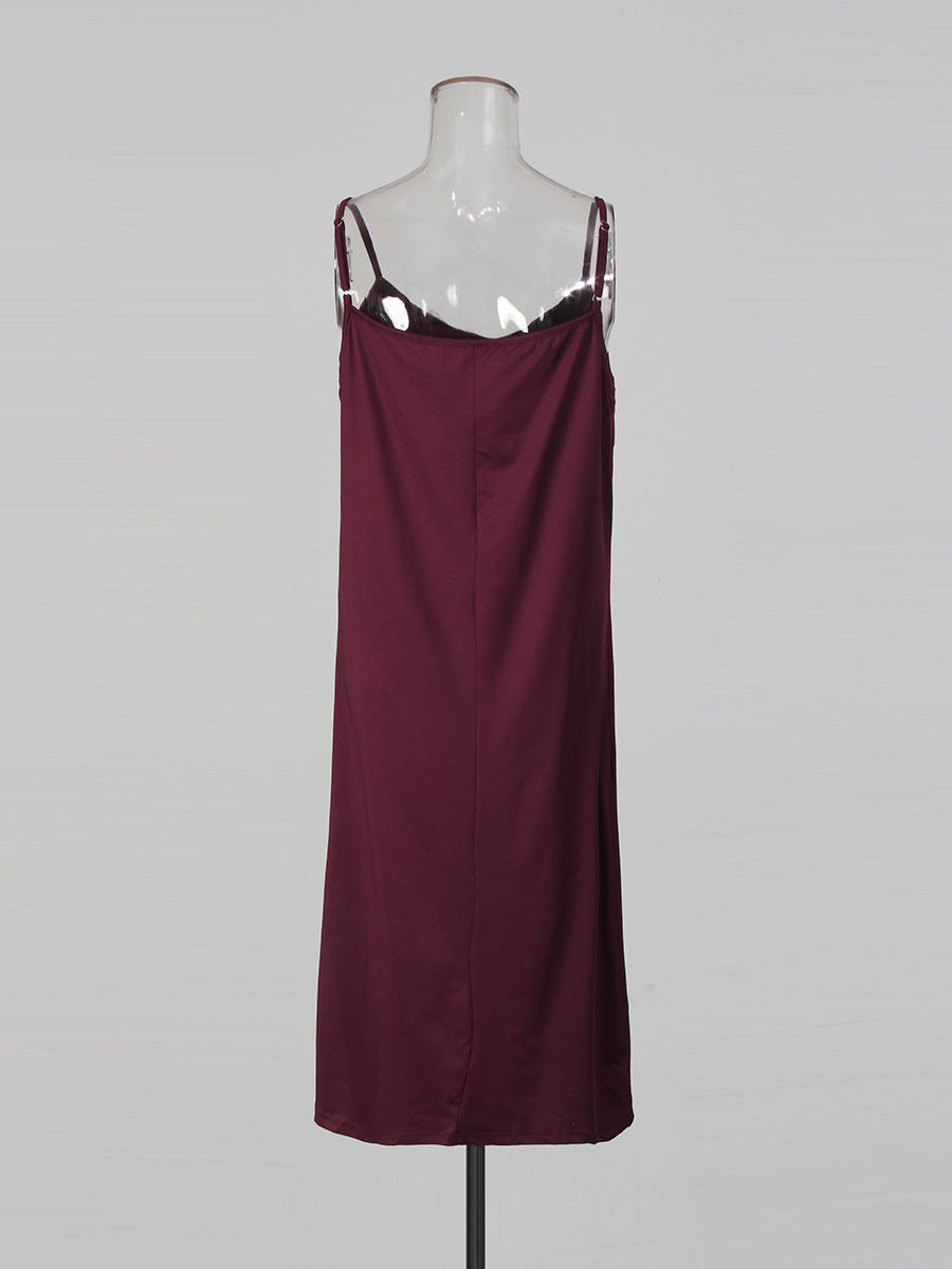 TWOTWINSTYLE Solid Spliced Metal Patchwork Ruffles Vintage Dress