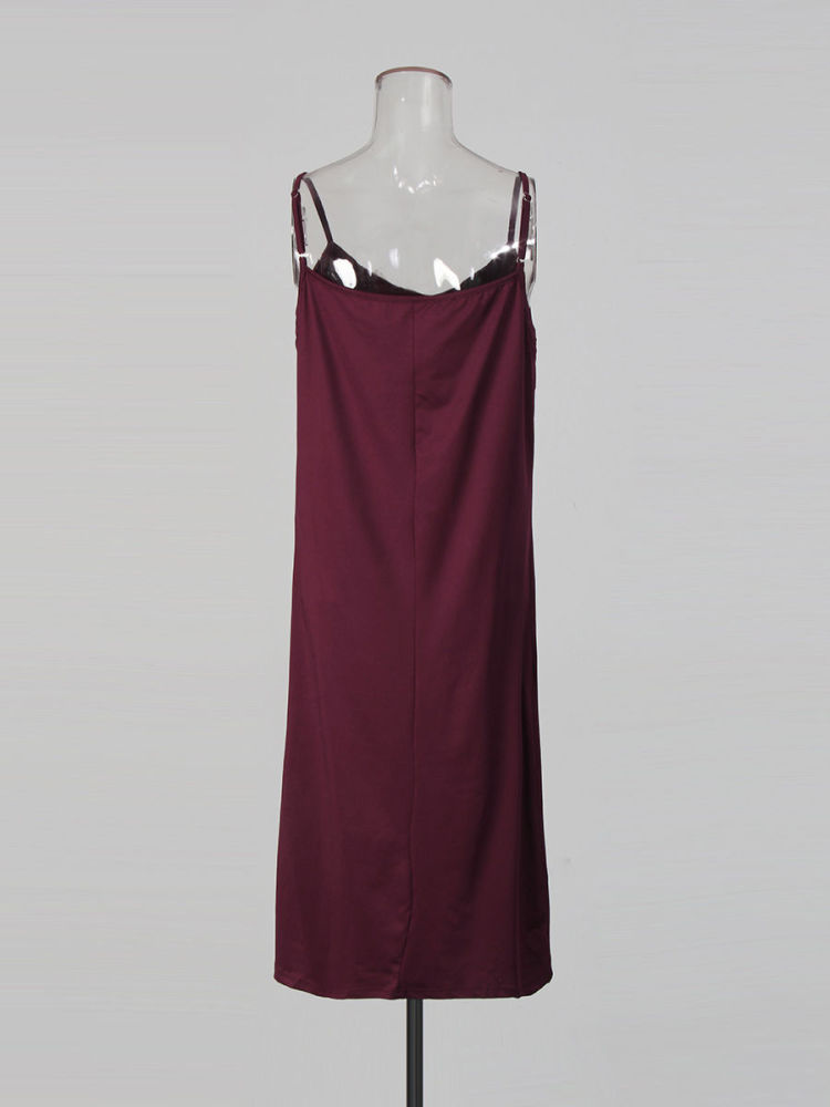 TWOTWINSTYLE Solid Spliced Metal Patchwork Ruffles Vintage Dress