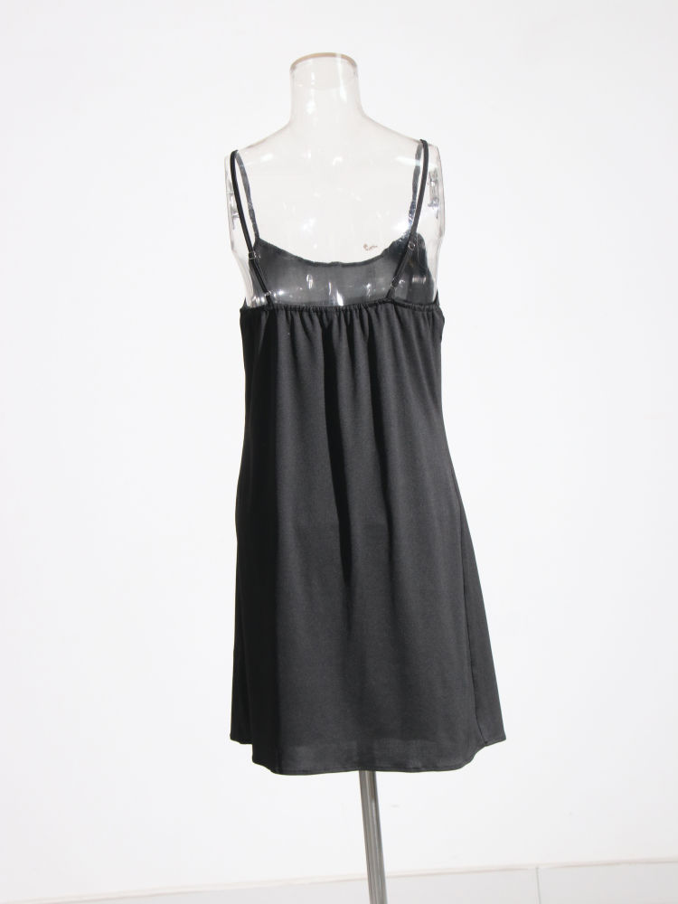 TWOTWINSTYLE Stand Collar Spliced Mesh Tunic Vintage Dress