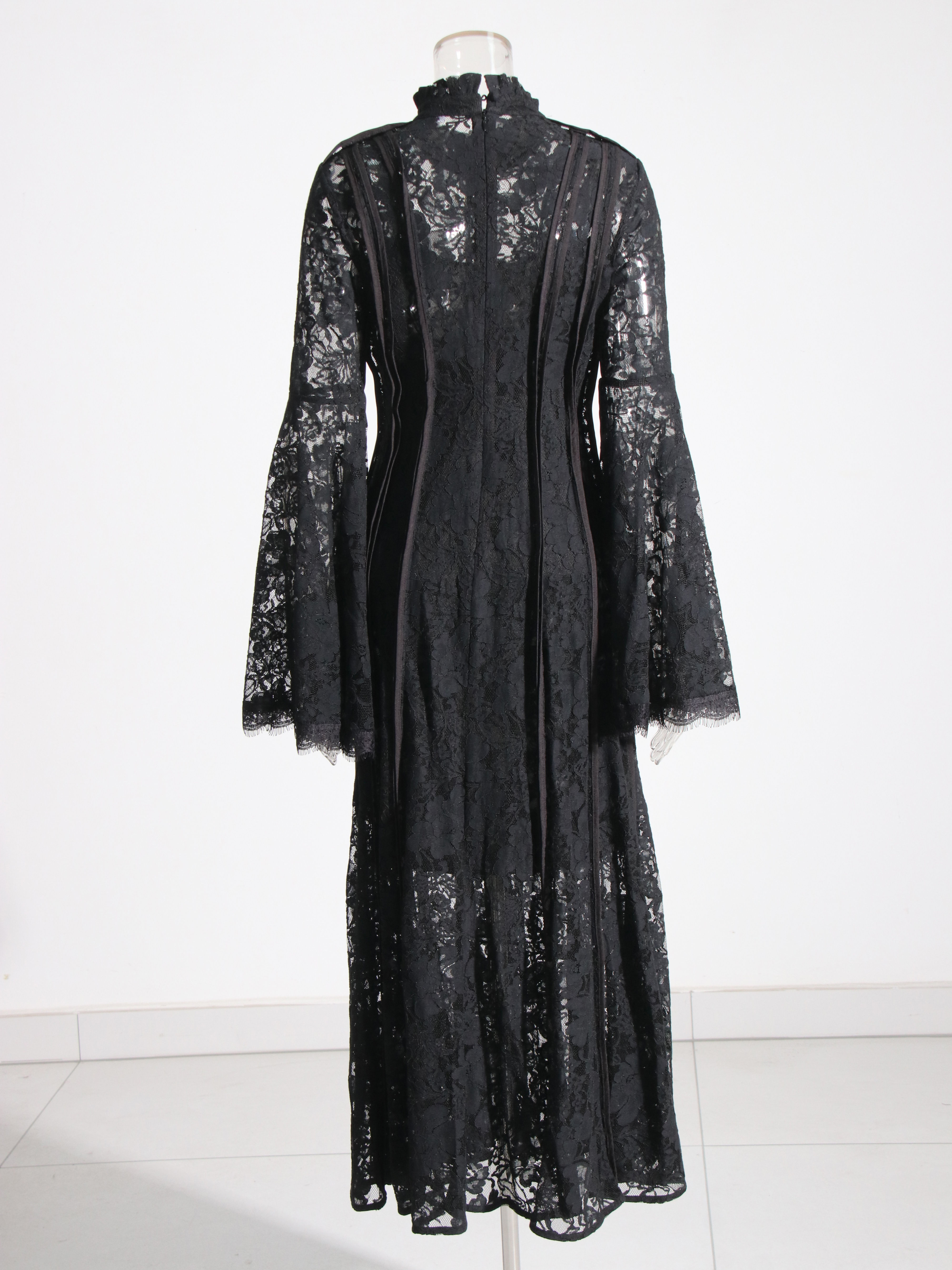 TWOTWINSTYLE Stand Collar Spliced Mesh Tunic Vintage Dress