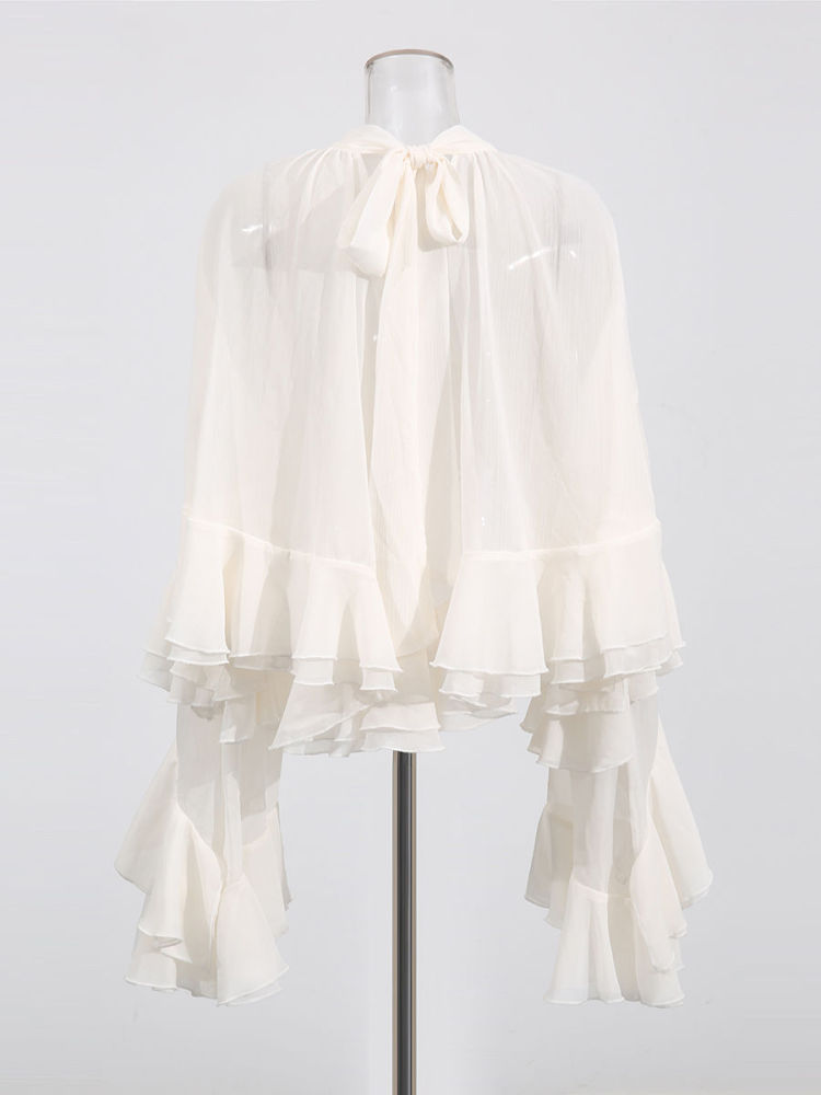 TWOTWINSTYLE Stand Collar Spliced Ruffles Fashion Crop Top
