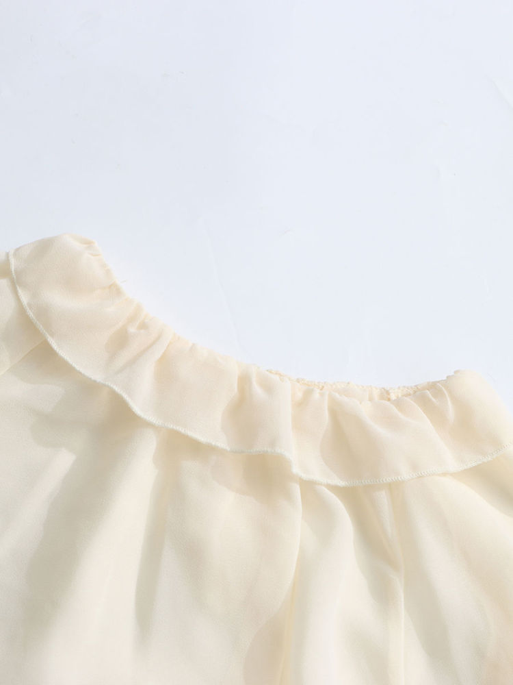 TWOTWINSTYLE Stand Collar Spliced Ruffles Fashion Crop Top