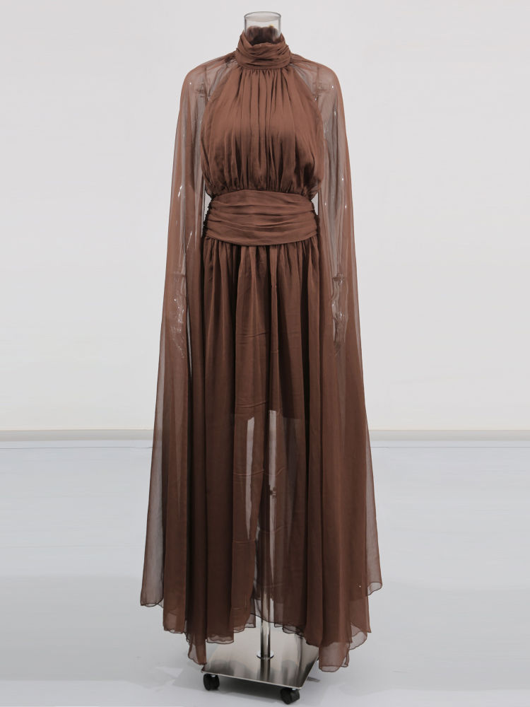 TWOTWINSTYLE Turtleneck Long Sleeve High Waist Vintage Dress