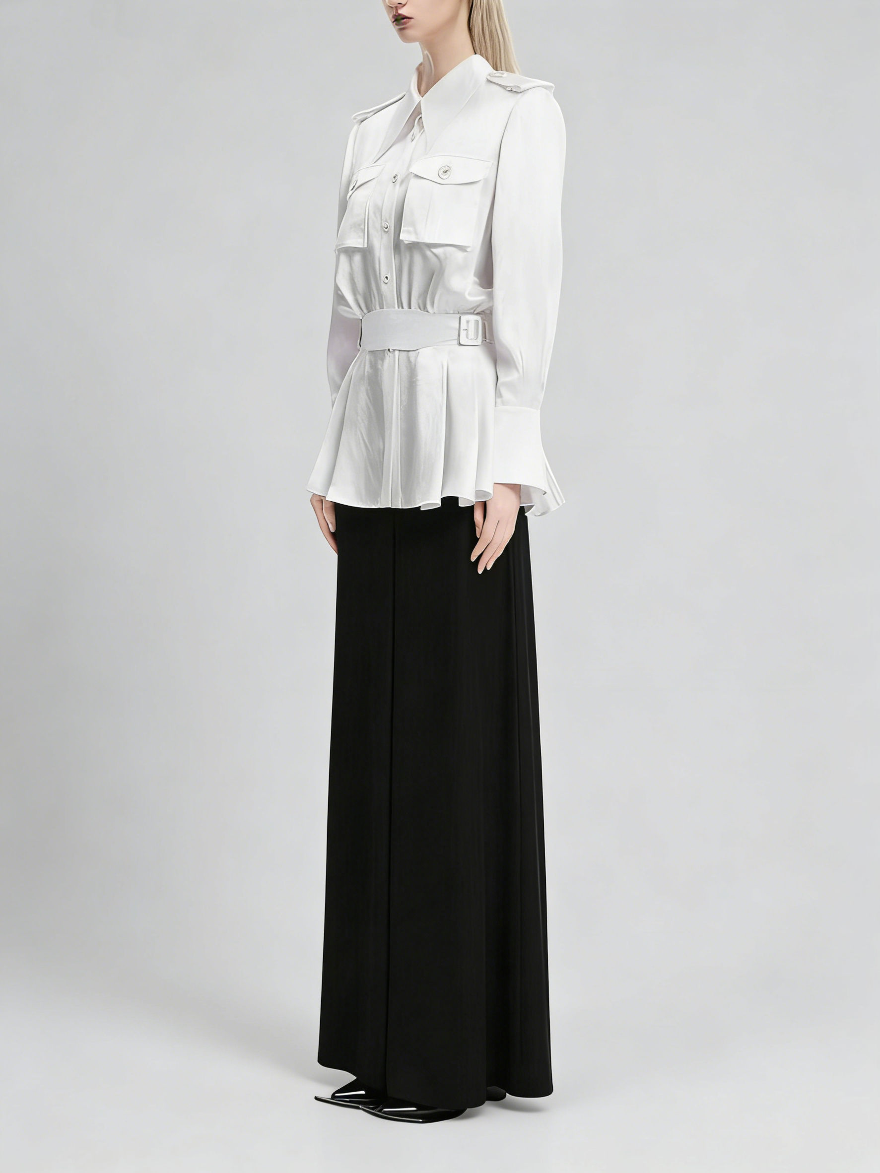 TWOTWINSTYLE Lapel Long Sleeve Tunic Temperament Shirt