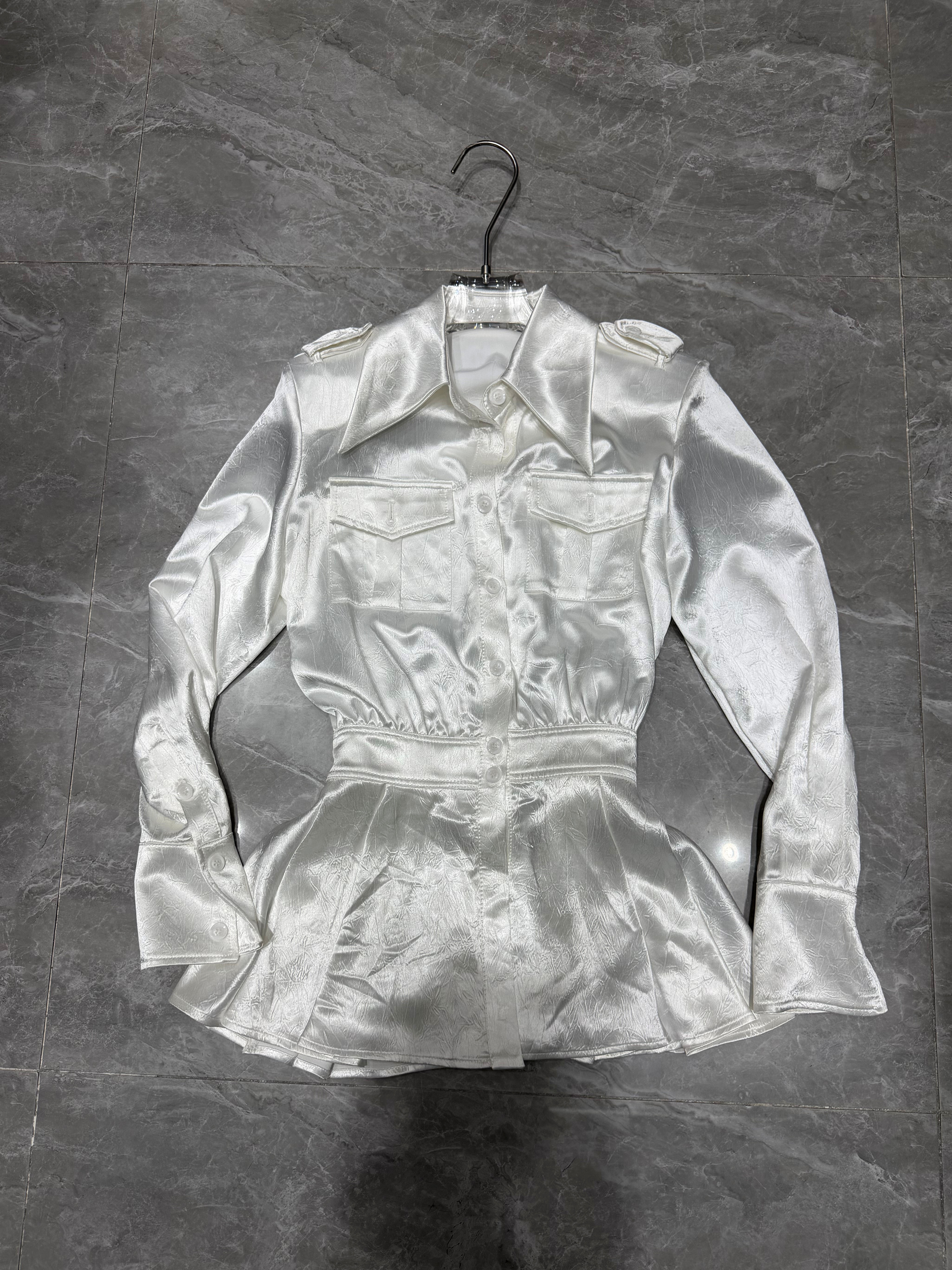 TWOTWINSTYLE Lapel Long Sleeve Tunic Temperament Shirt