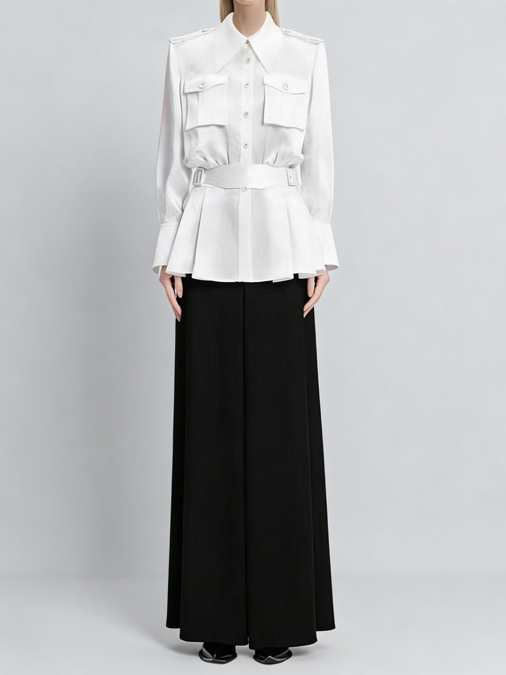 TWOTWINSTYLE Lapel Long Sleeve Tunic Temperament Shirt