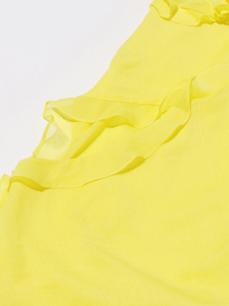 TWOTWINSTYLE Off One Shoulder Spliced Ruffles Chic Maxi Dress