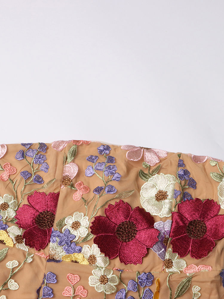 TWOTWINSTYLE Patchwork Embroidery Strapless Elegant Dress