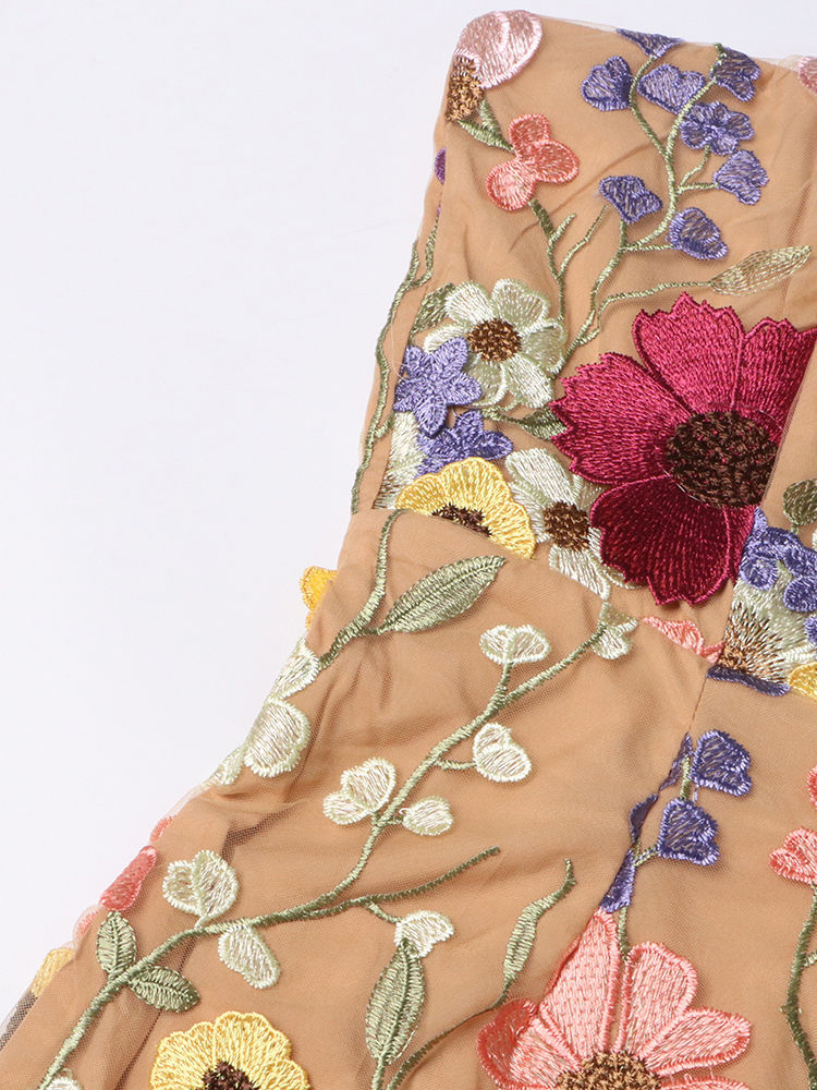 TWOTWINSTYLE Patchwork Embroidery Strapless Elegant Dress