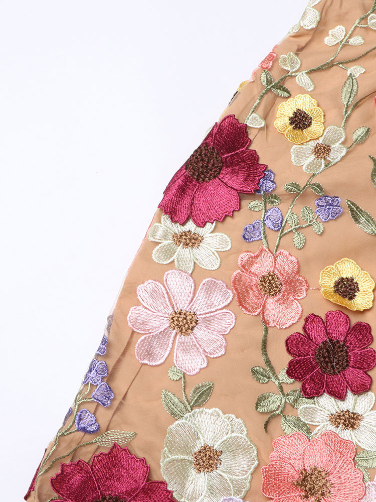 TWOTWINSTYLE Patchwork Embroidery Strapless Elegant Dress
