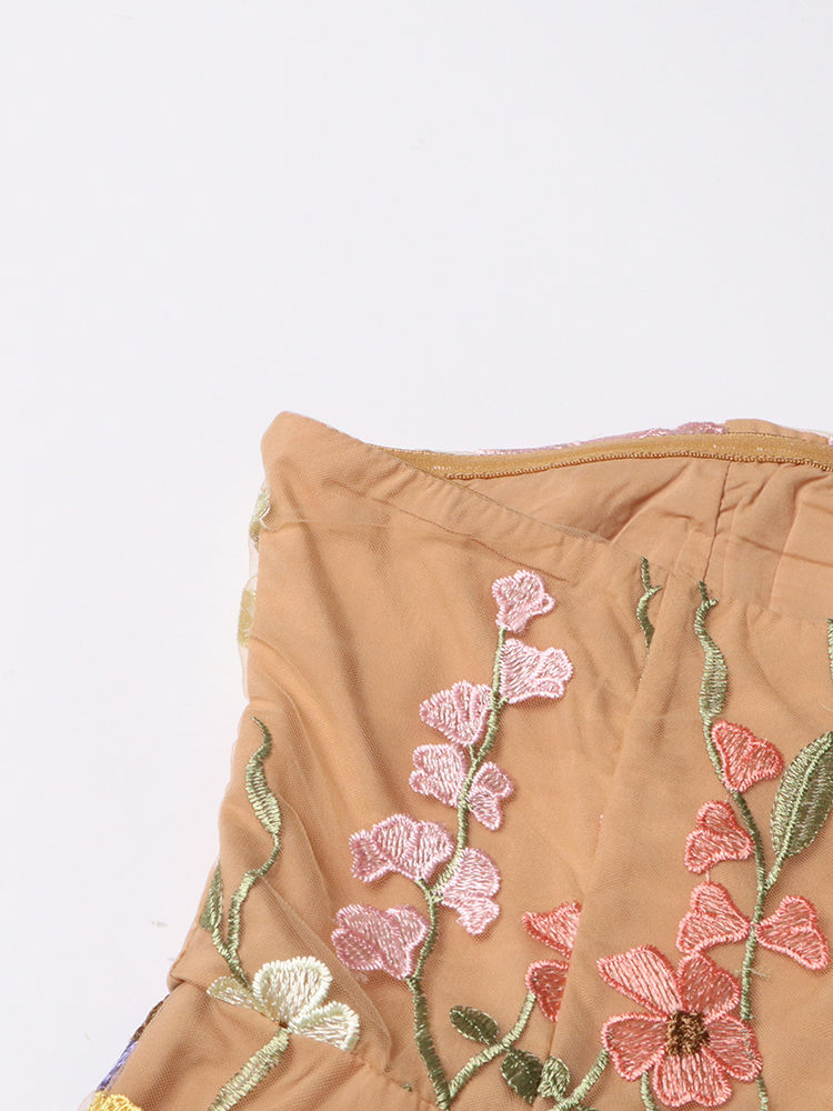 TWOTWINSTYLE Patchwork Embroidery Strapless Elegant Dress