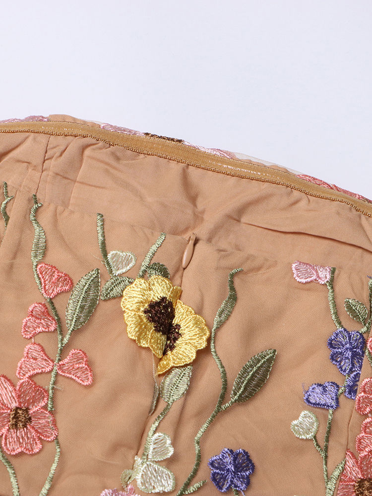 TWOTWINSTYLE Patchwork Embroidery Strapless Elegant Dress
