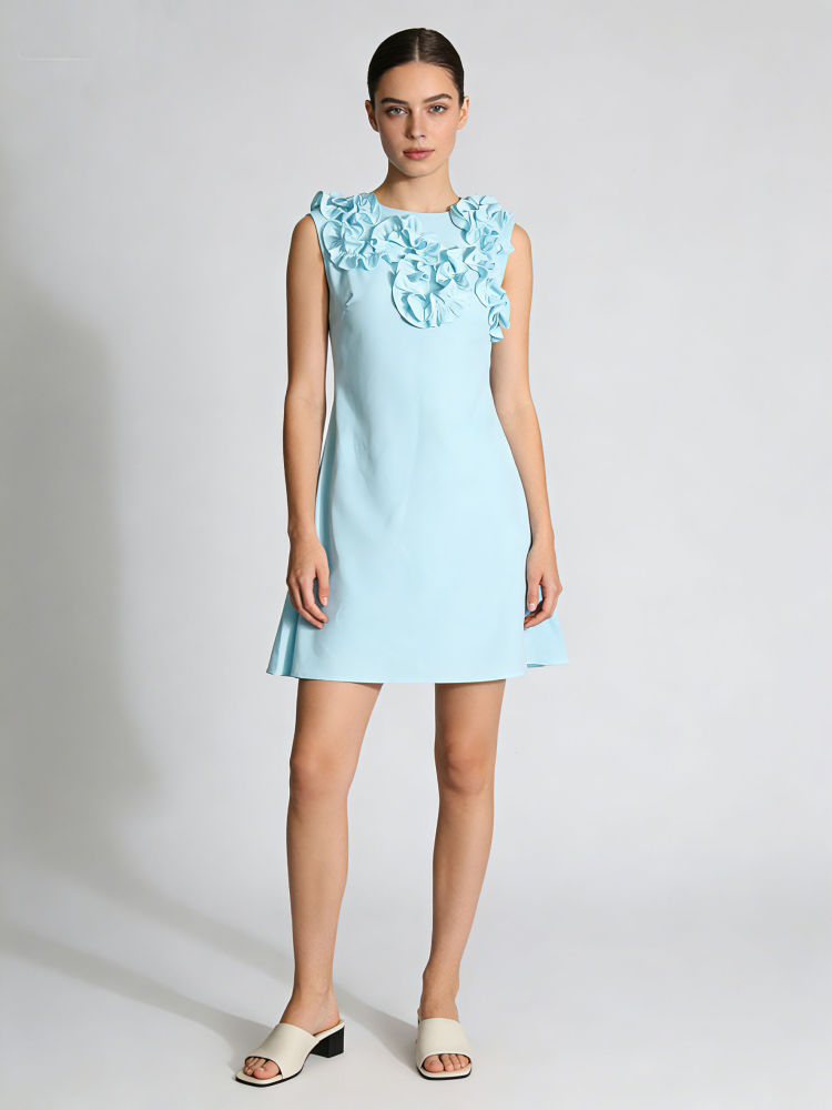 TWOTWINSTYLE Sleeveles Patchwork 3D Flower Fashion Dress