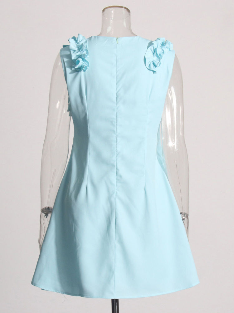 TWOTWINSTYLE Sleeveles Patchwork 3D Flower Fashion Dress