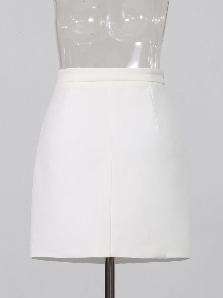 TWOTWINSTYLE Lapel Spliced 3D Flower Top Solid High Waist Skirt Elegant Set