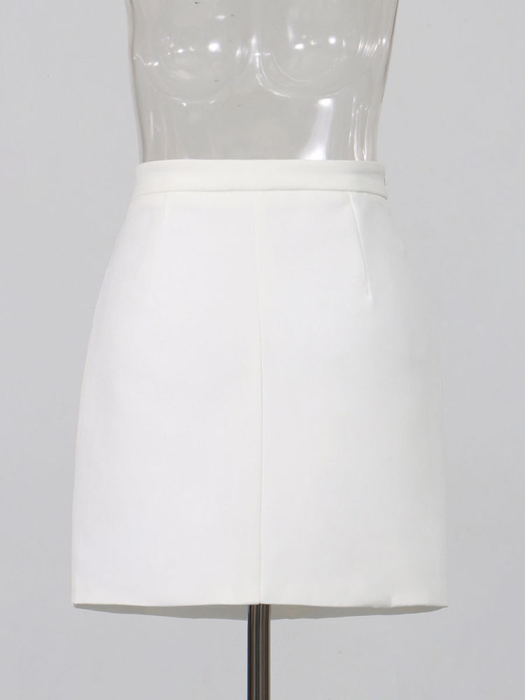 TWOTWINSTYLE Lapel Spliced 3D Flower Top Solid High Waist Skirt Elegant Set