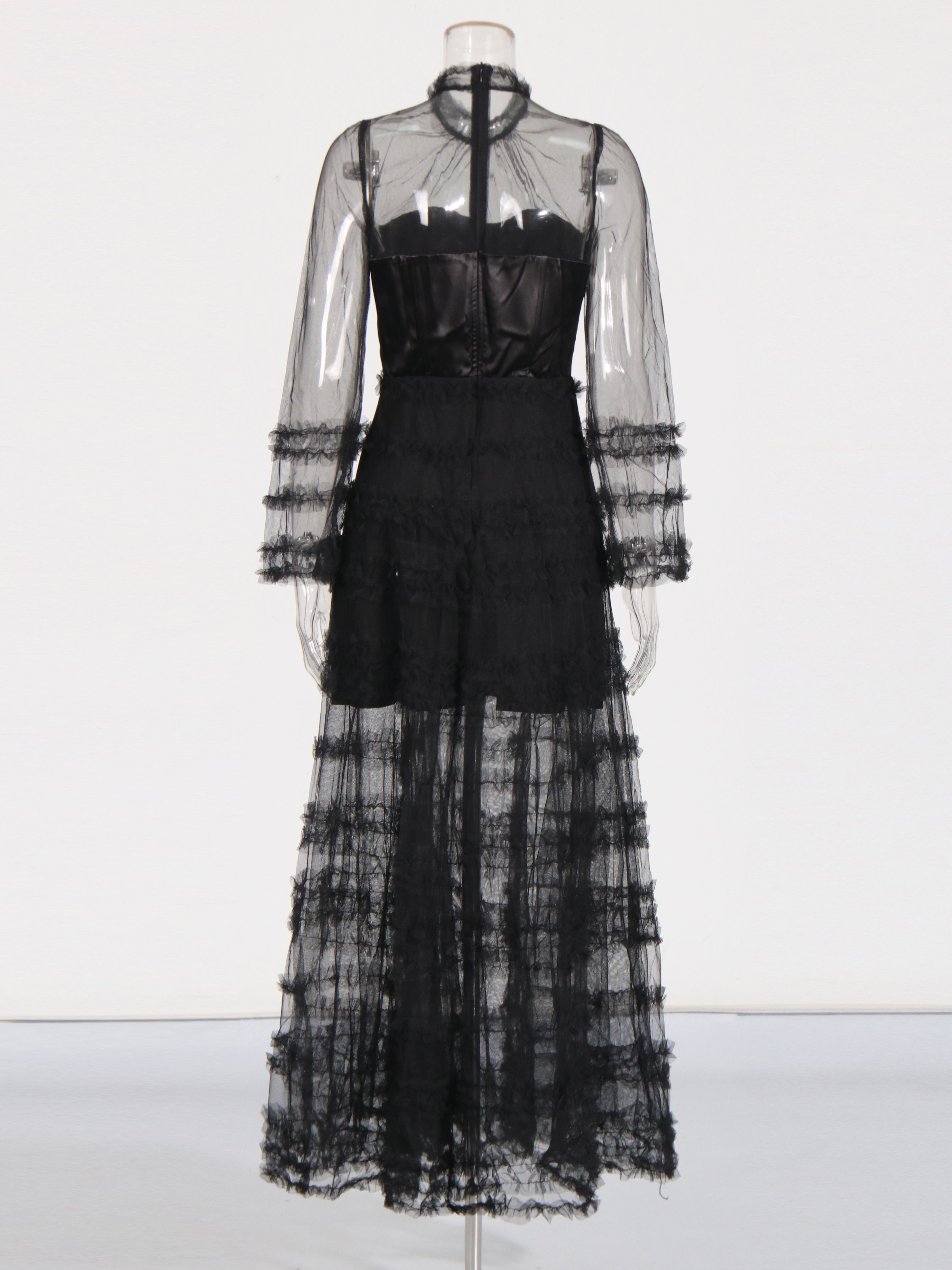 TWOTWINSTYLE Long Sleeve Patchwork Mesh Fashion Dress