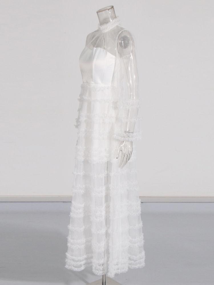 TWOTWINSTYLE Long Sleeve Patchwork Mesh Fashion Dress