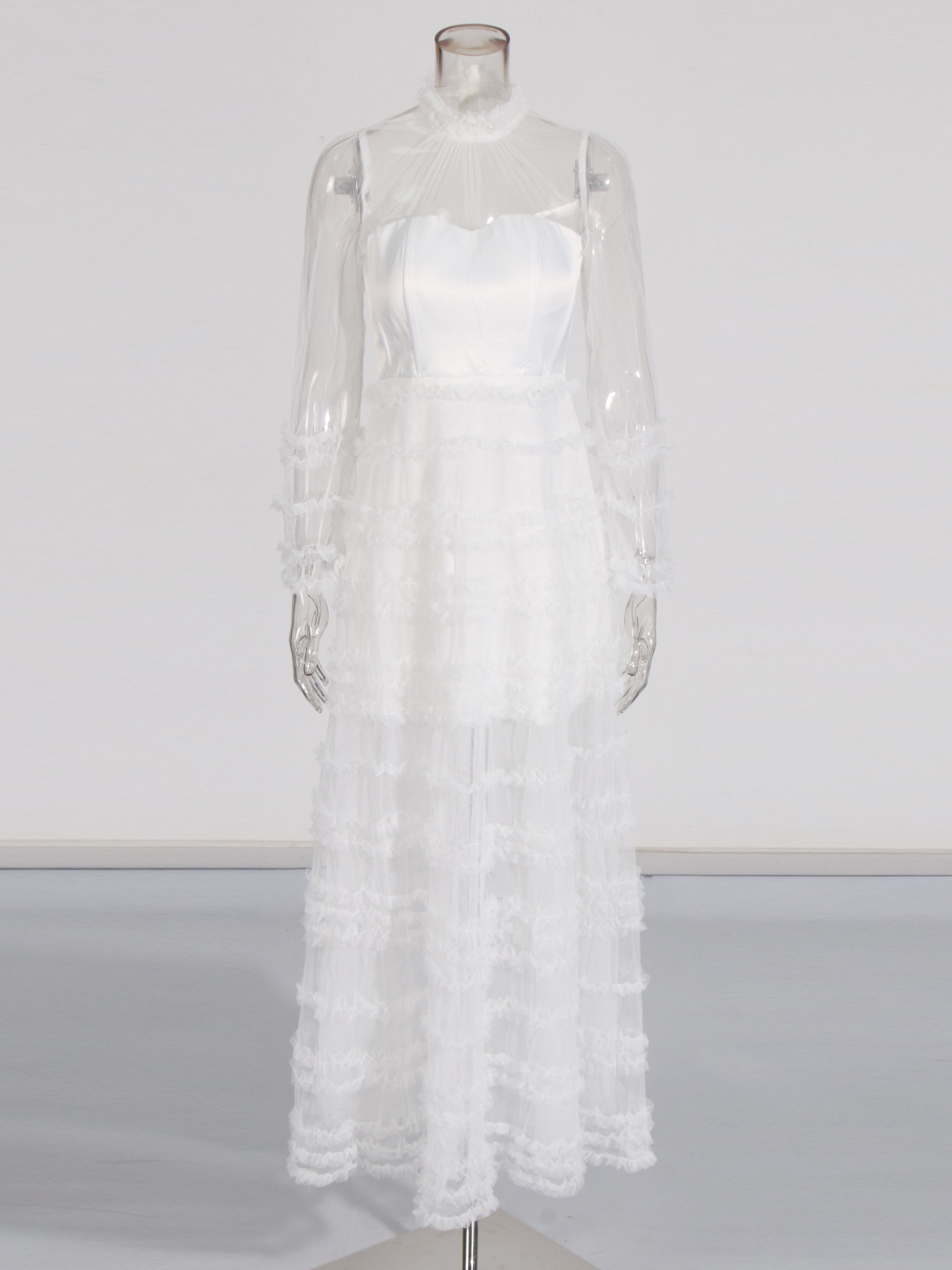 TWOTWINSTYLE Long Sleeve Patchwork Mesh Fashion Dress