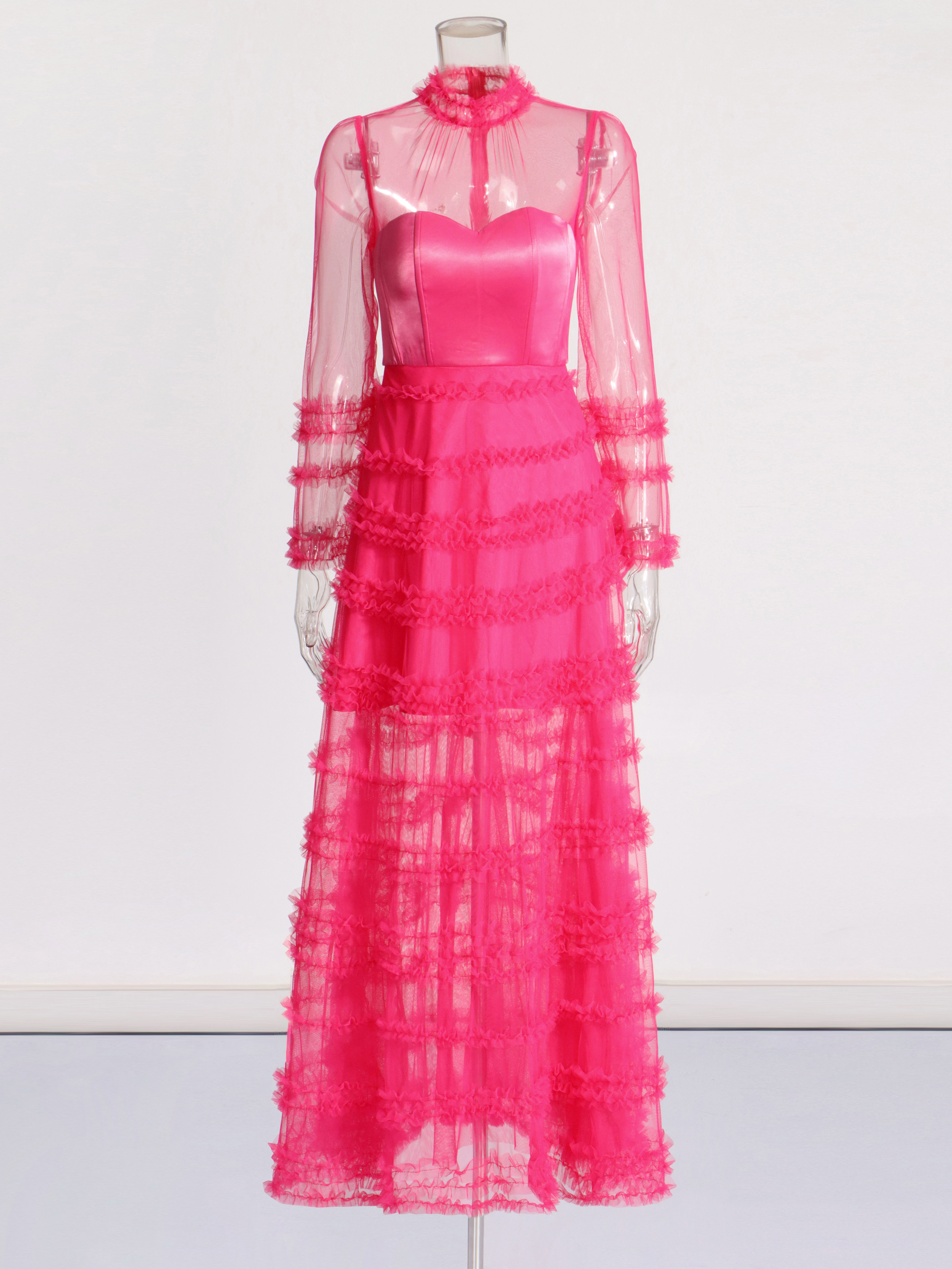 TWOTWINSTYLE Long Sleeve Patchwork Mesh Fashion Dress