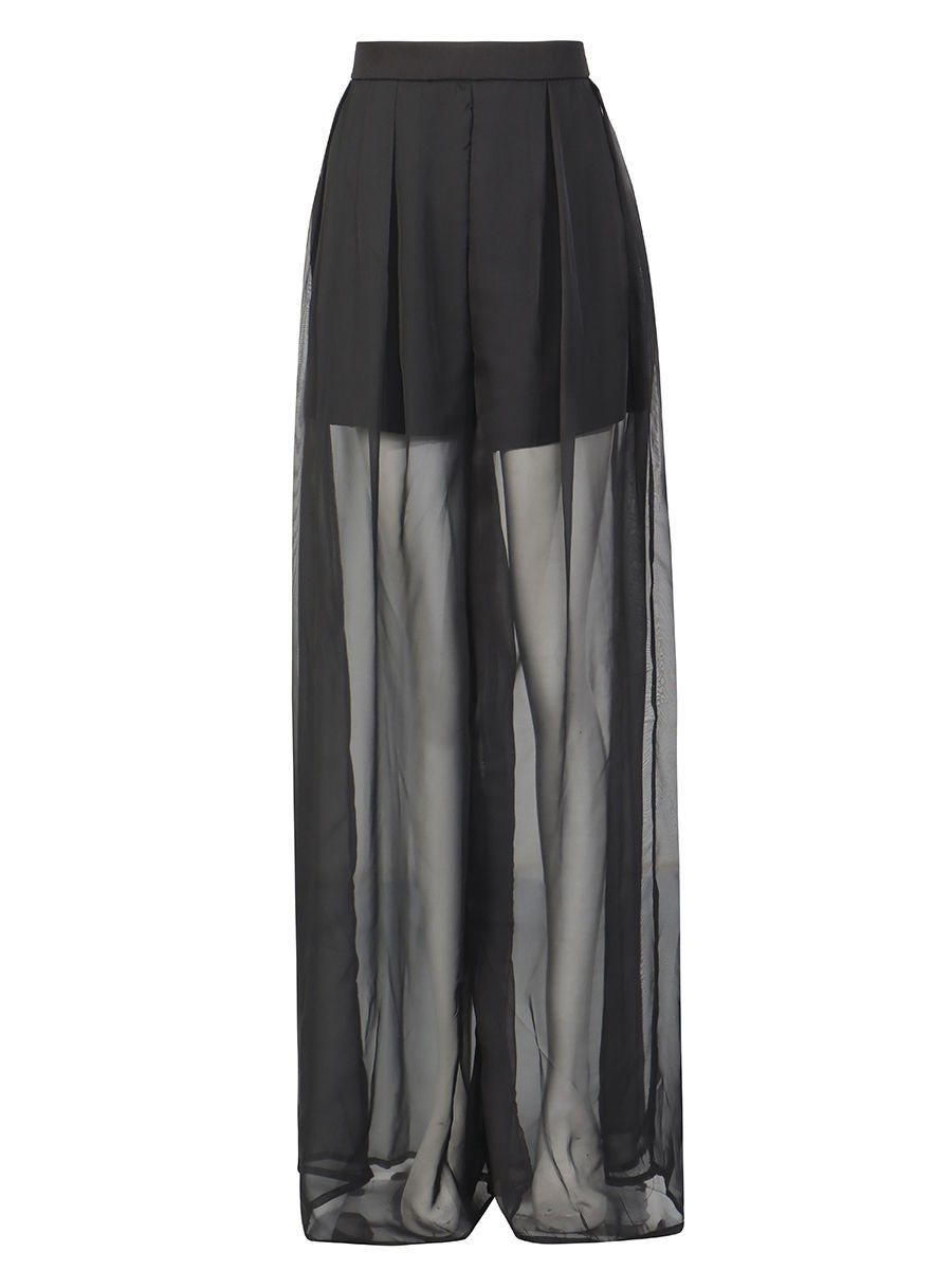 TWOTWINSTYLE Patchwork Sequins Hollow Out Coat Perspective Wide Leg Pants Designer Set