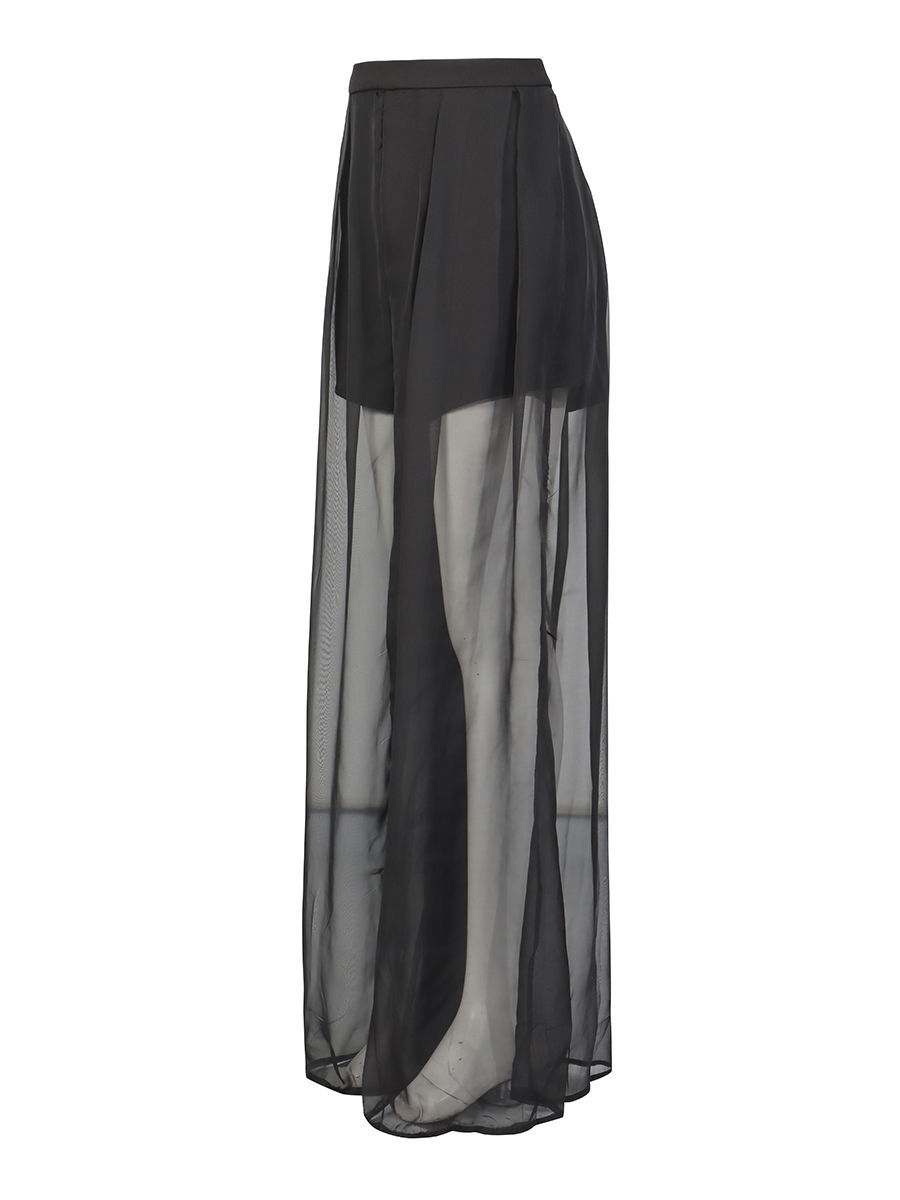 TWOTWINSTYLE Patchwork Sequins Hollow Out Coat Perspective Wide Leg Pants Designer Set