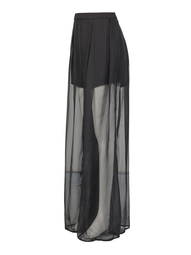 TWOTWINSTYLE Patchwork Sequins Hollow Out Coat Perspective Wide Leg Pants Designer Set