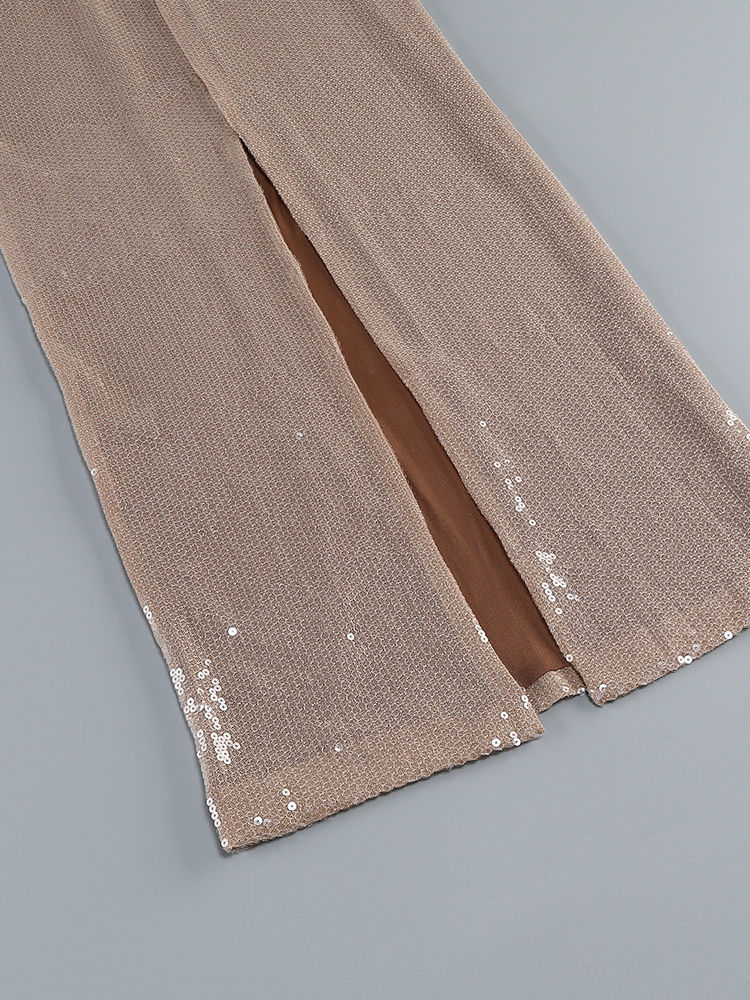 TWOTWINSTYLE Sleeveles Hit Color Patchwork Sequins Elegant Dress