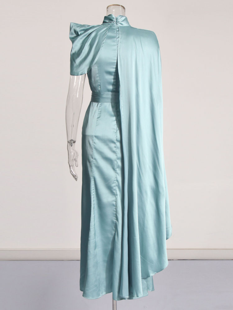 TWOTWINSTYLE Solid Stand Collar Tunic Irregular Sleeve Designer Dress