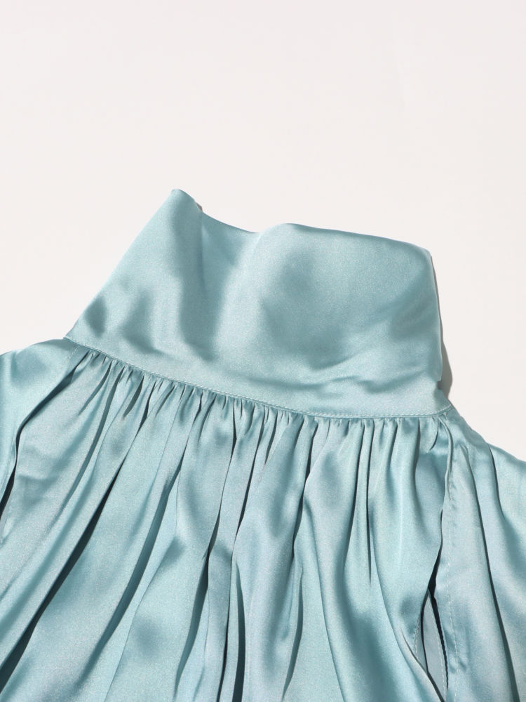 TWOTWINSTYLE Solid Stand Collar Tunic Irregular Sleeve Designer Dress