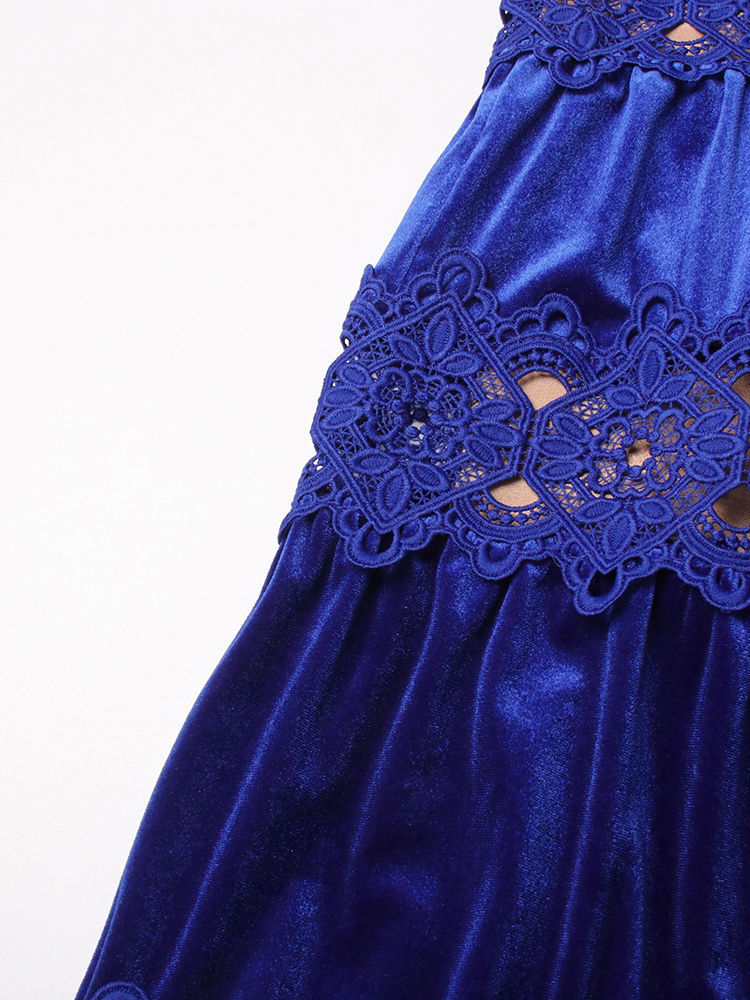 TWOTWINSTYLE Stand Collar Hollow Out Tunic Elegant Dress