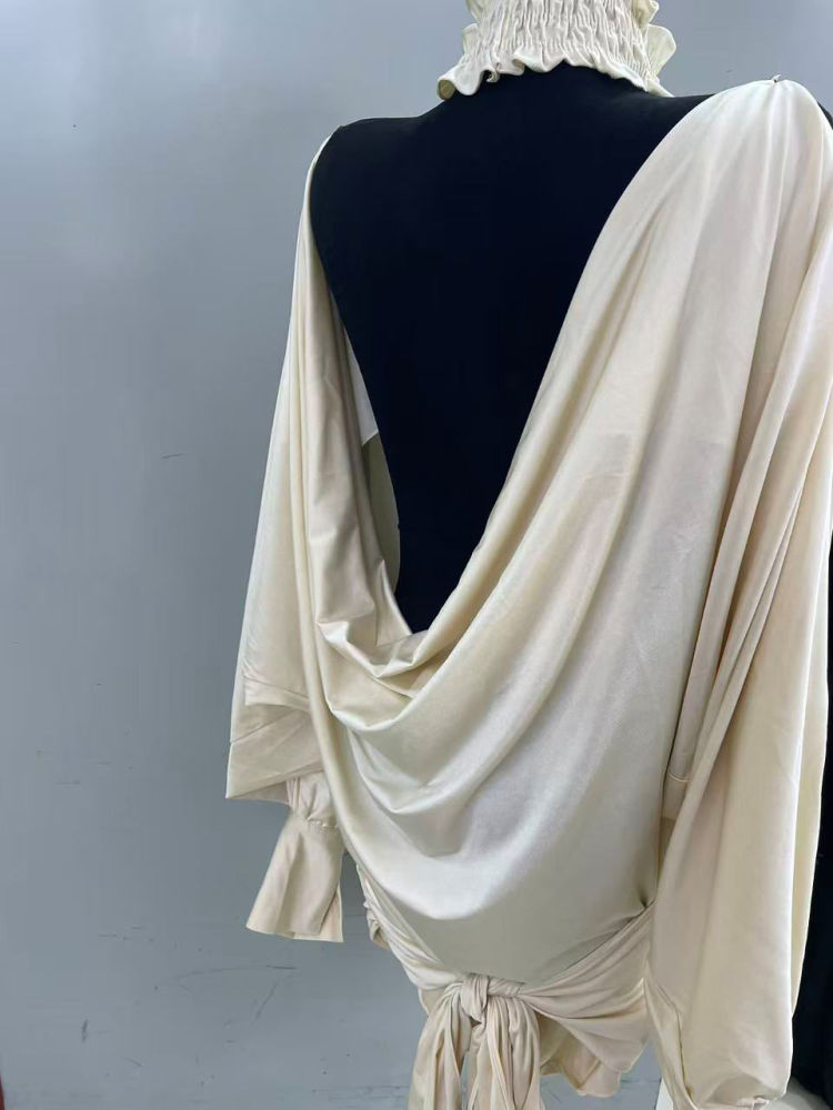 TWOTWINSTYLE Stand Collar Off Shoulder Tunic Designer Dress