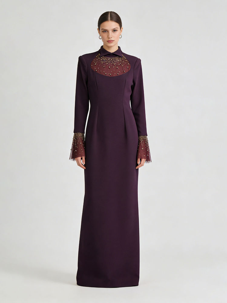 TWOTWINSTYLE Lapel Patchwork Diamond Tunic Fashion Dress