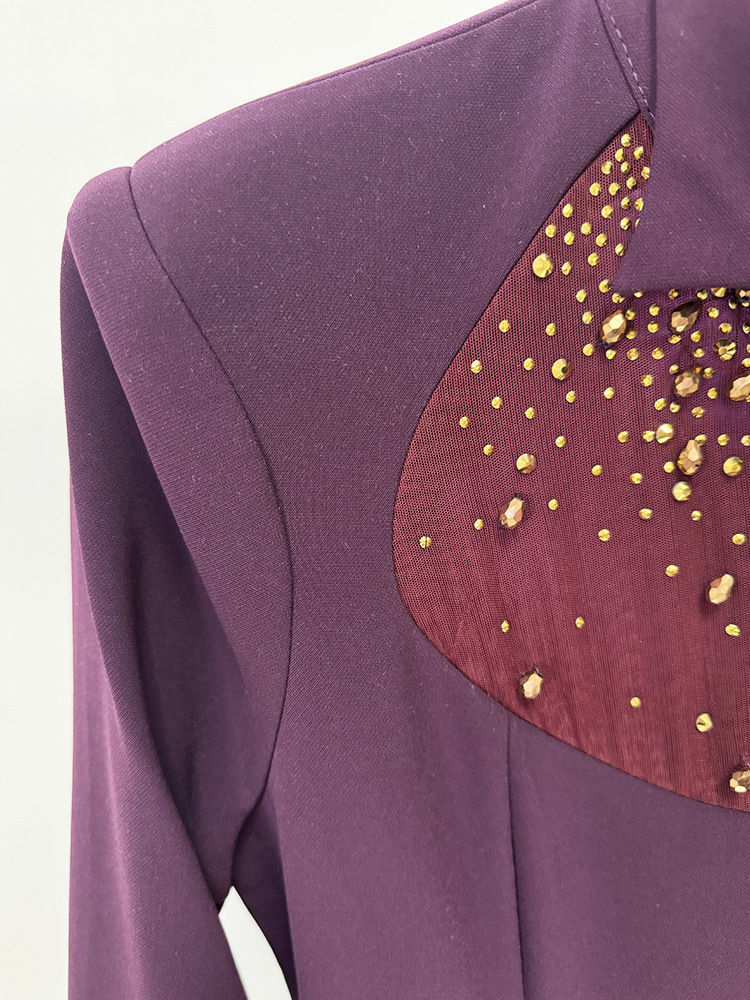 TWOTWINSTYLE Lapel Patchwork Diamond Tunic Fashion Dress