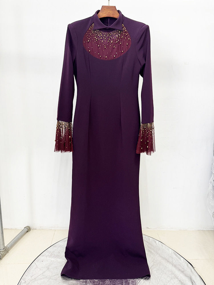TWOTWINSTYLE Lapel Patchwork Diamond Tunic Fashion Dress