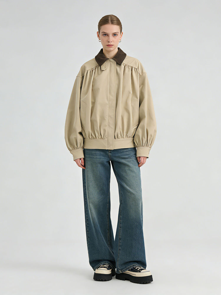 TWOTWINSTYLE Long Sleeve Lapel Hit Color Chic Coat