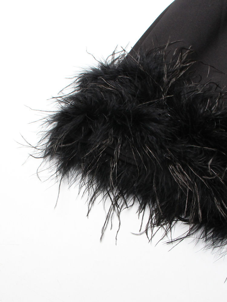 TWOTWINSTYLE Off One Shoulder Patchwork Fur Fashion Dress