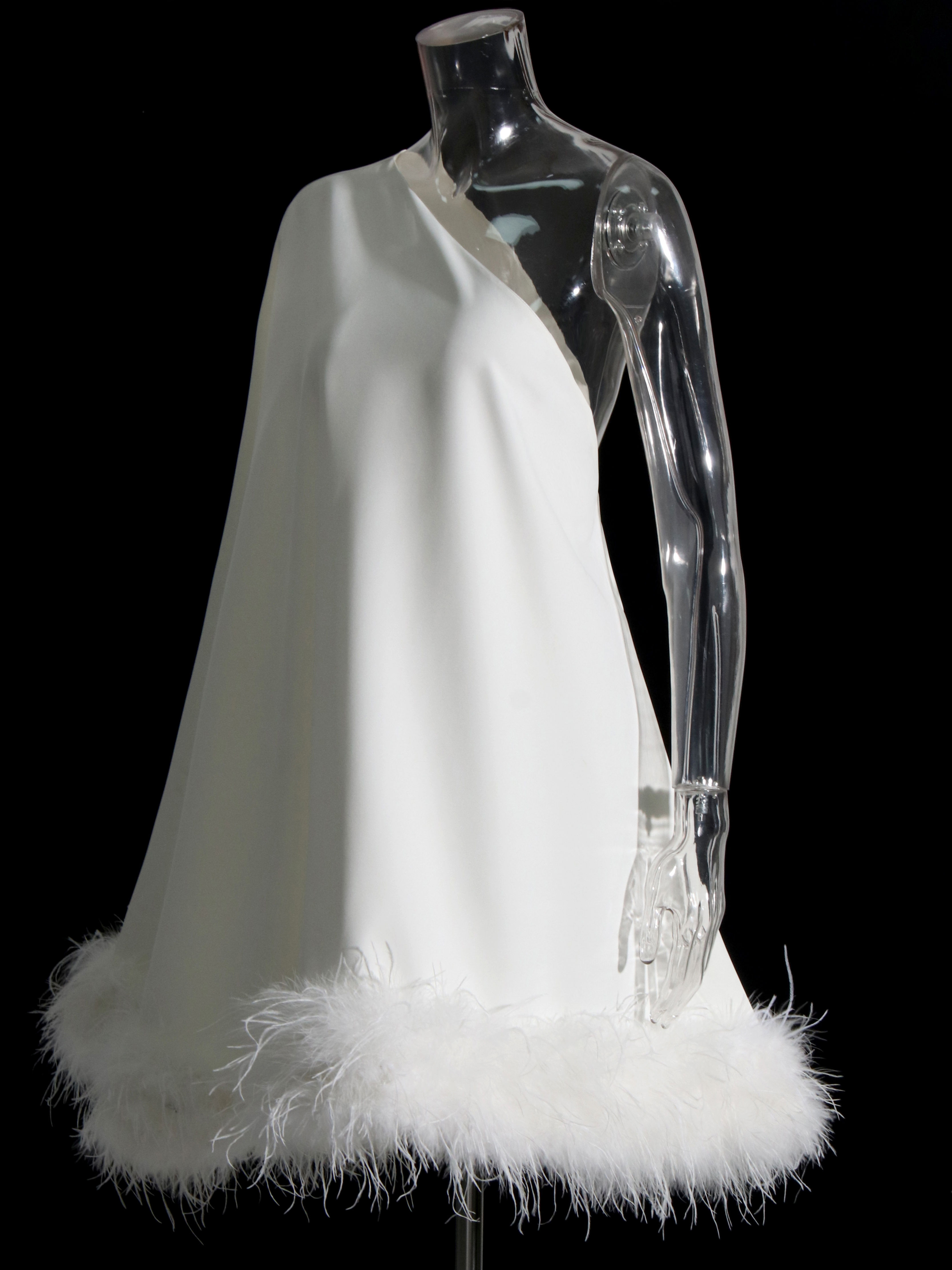 TWOTWINSTYLE Off One Shoulder Patchwork Fur Fashion Dress