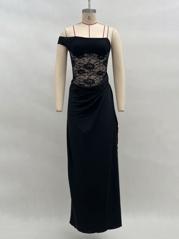 TWOTWINSTYLE Off Shoulder Spliced Lace Slimming Sexy Dress