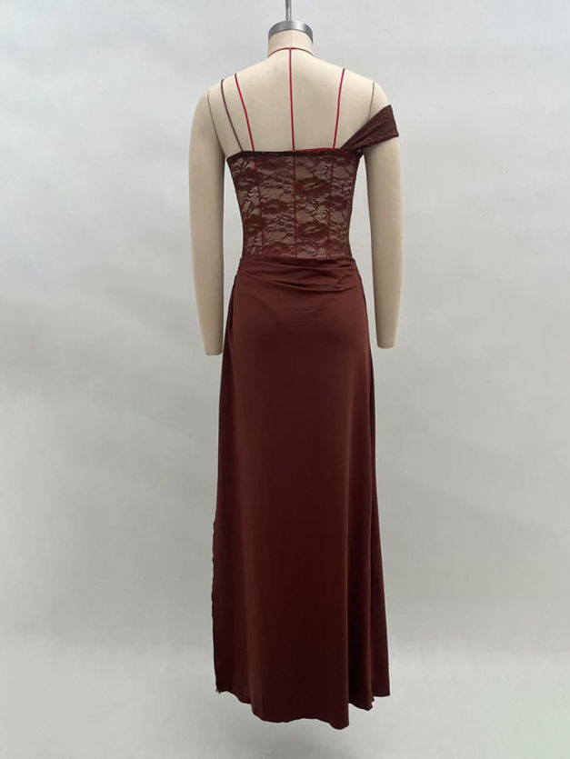 TWOTWINSTYLE Off Shoulder Spliced Lace Slimming Sexy Dress
